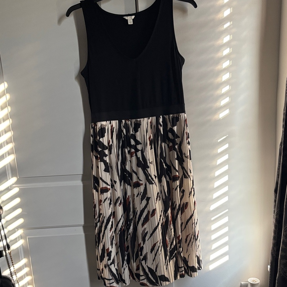 Cato Black and Cream Abstract Midi Dress